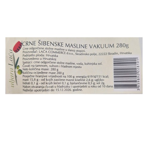 Schwarze Oliven in Vakuumbeutel 280 g