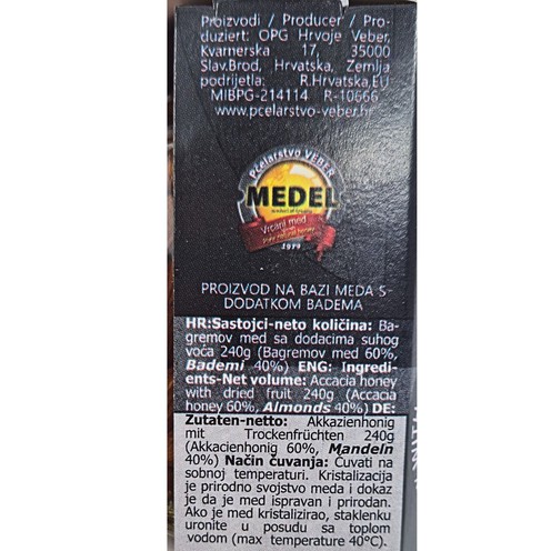 Delikatesni med s bademima 240 g