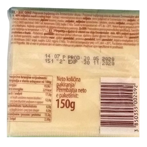 Emmentaler melted cheese slices 150 g