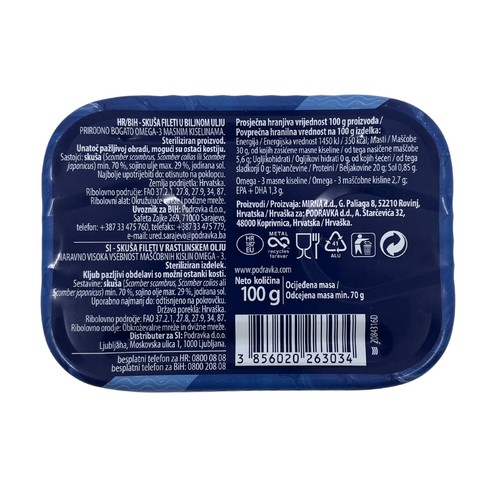Mackerel fillets in vegetable oil Eva 100 g