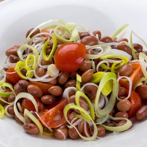 Fažol na salatu s mini pomidorom i porilukom za 1 osobu (250 g)
