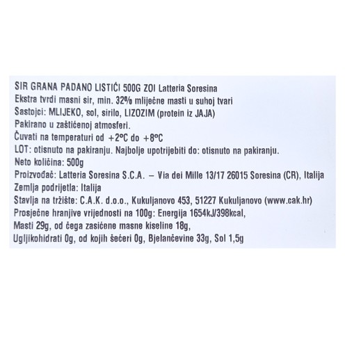 Grana Padano Käse in Flocken 0,5 kg