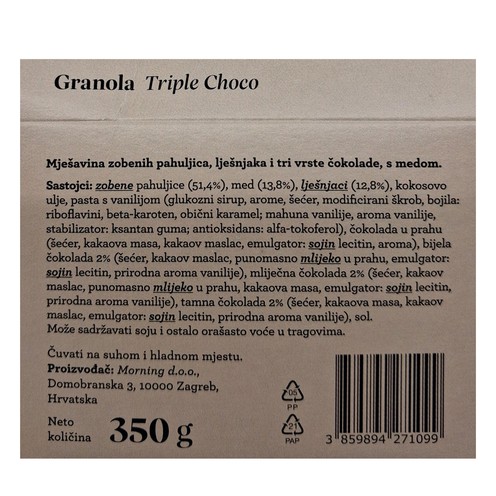 Granola triple choco Morning lab 350 g