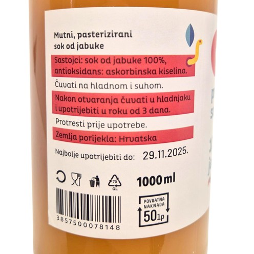 Natural juice 100% apple GUUC 1 l