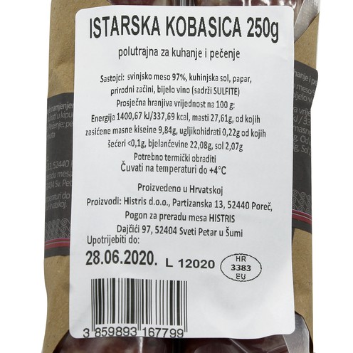Istrische Halbdauer Wurst 250 g