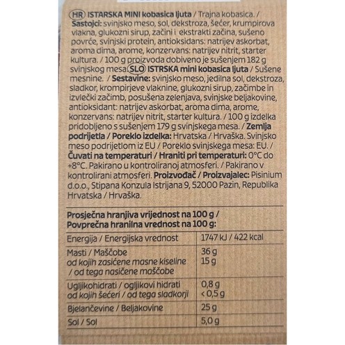 Istrische scharf Wurst Mini 100 g