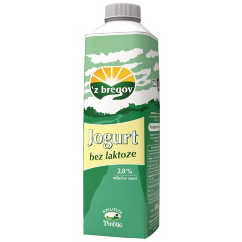 Z bregov Jogurt bez laktoze 2,8% m.m. 1l