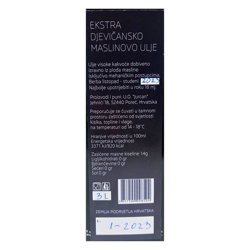 Extra virgin olive oil Jurcan 3 l
