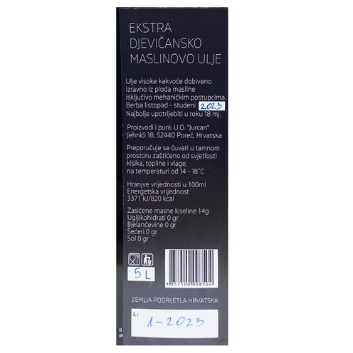 Extra virgin olive oil Jurcan 5 l