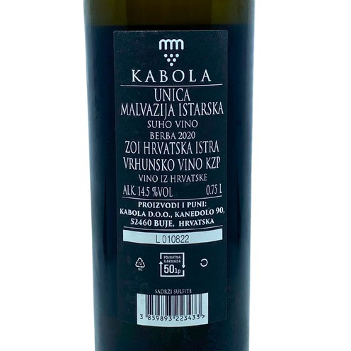 Malvazija Unica 2020 Kabola 0,75 l