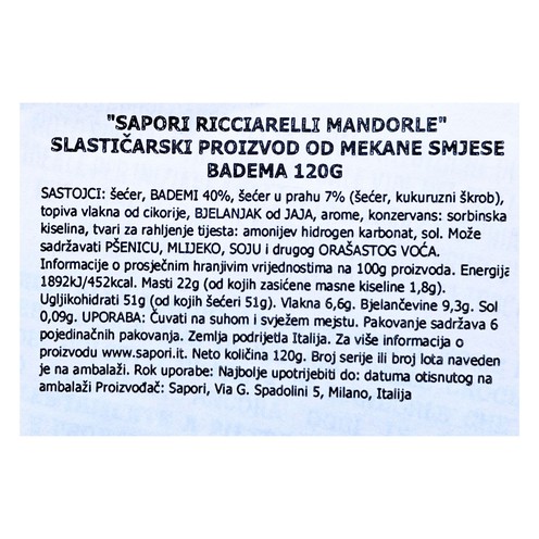 Almond cookies Ricciarelli Sapori 120 g