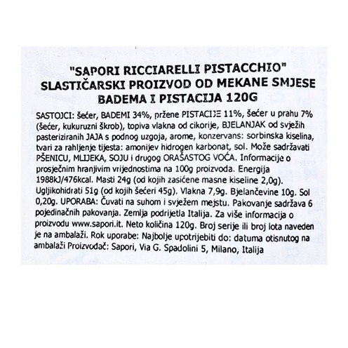 Keksi Ricciarelli s pistacijom Sapori 120 g 