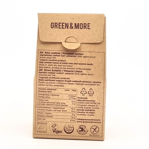 Green & More rohe Kekse mit Pistazien und Zitrone 80 g