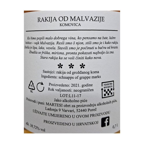 Malvasia-Barrique-Brand Martesi 0,7 l