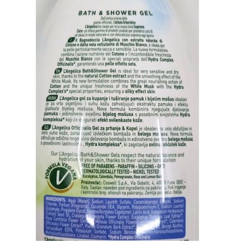 L'Angelica gel za kupanje i tuširanje pamuk i bijeli mošus 500 ml