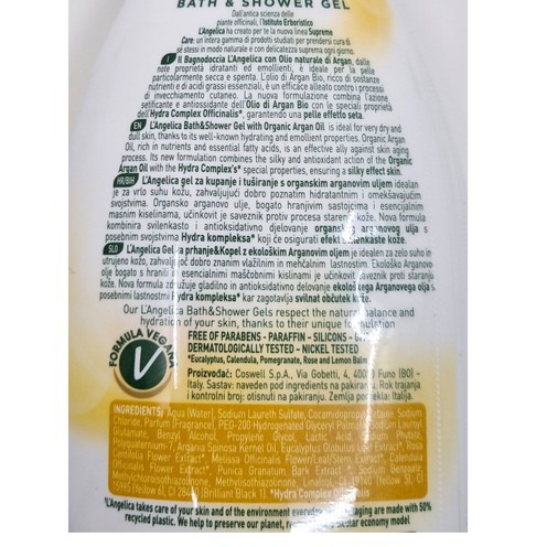 L'Angelica Argan Oil Bath and Shower Gel 500 ml