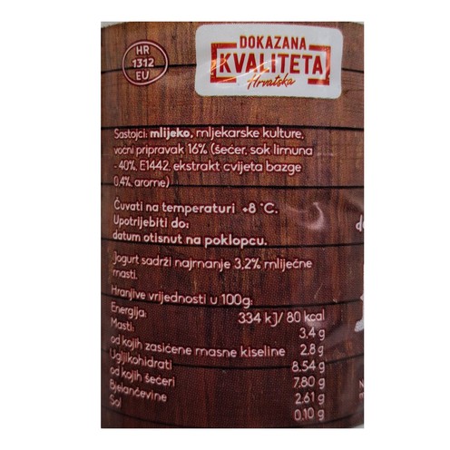 Fruit yogurt lemon - elderflower 3.2% m.f. 500 g