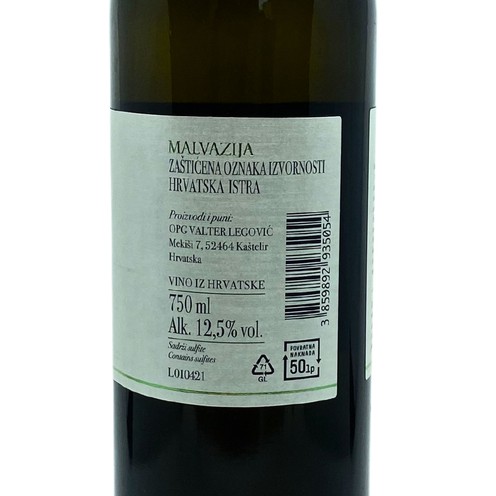 Malvazija Fresca 2021 Legovina 0,75 l