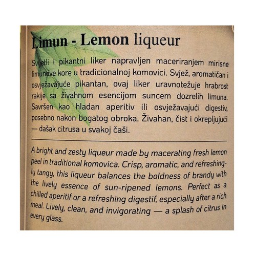 Zitronenlikör OPG Čehić 0,7 l