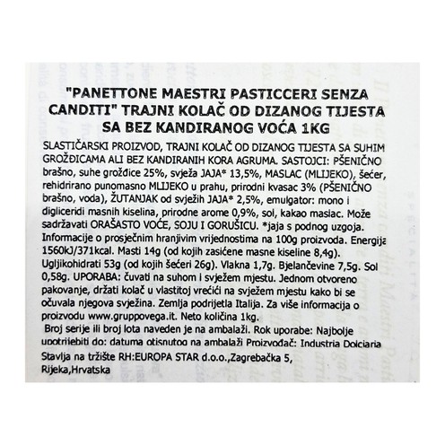 Panettone bez kandiranog voća Maestri Pasticceri 1 kg