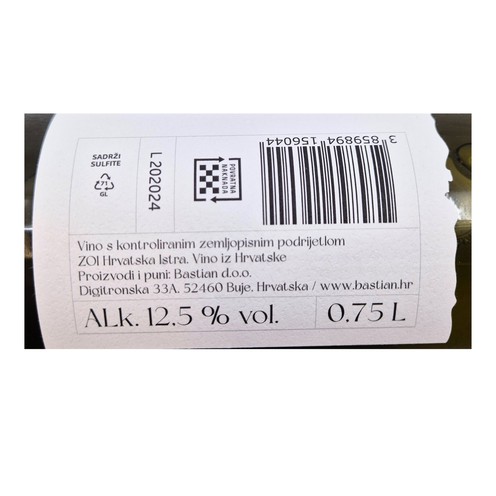 Istrian Malvazija 2023 Bastian 0,75 l