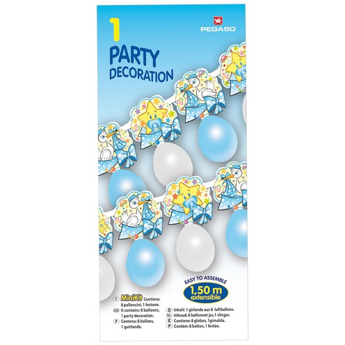 Blaue Ballons 8 St. + Girlande 150 cm