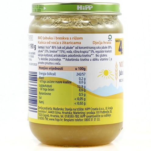 Hipp apple and peach with rice 190 g