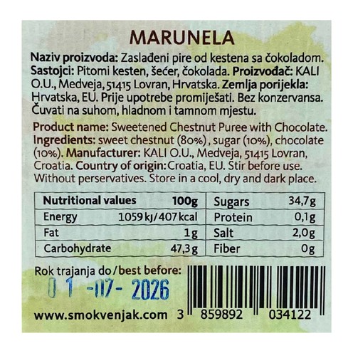 Marunela - chestnut and chocolate spread Kali 240 g