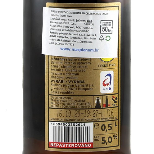 Bernard Celebration Lager Beer 0,5 l