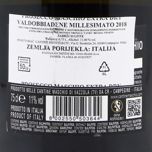Prosecco Superiore Maschio Valdobbiadene 2018 0,75 l