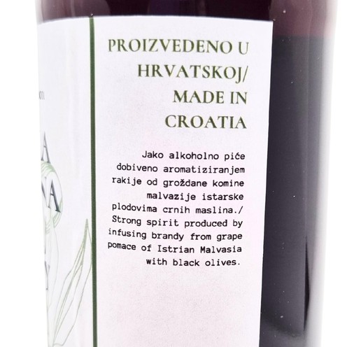 Black Olive Schnapps (Rakija) OPG Čehić 0,5 l