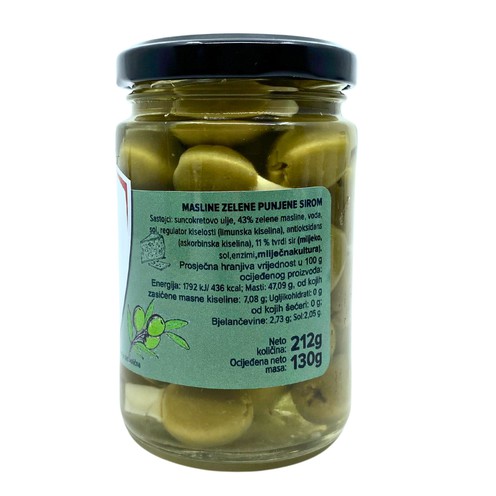 Grüne Oliven gefüllt mit Käse Pepefiš 212 ml