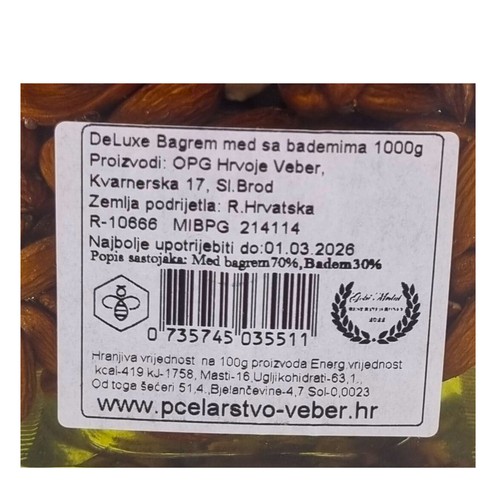 Delicacy honey with almonds 1 kg