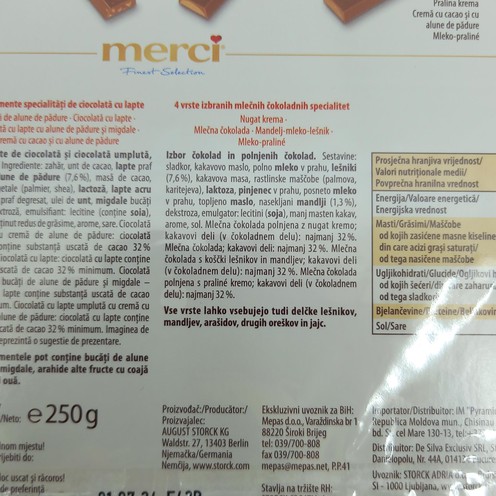 Merci čokolade 4 vrste 250 g