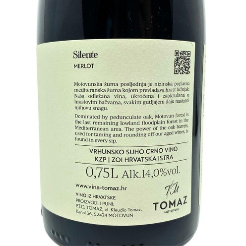 Merlot Silente 2020 Tomaz 0,75 l