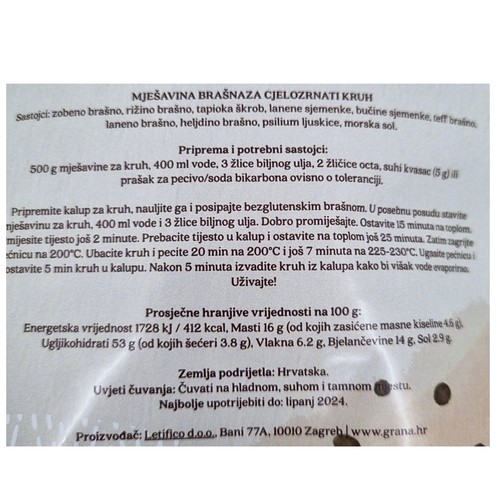 Flour mixture for wholegrain bread 500 g