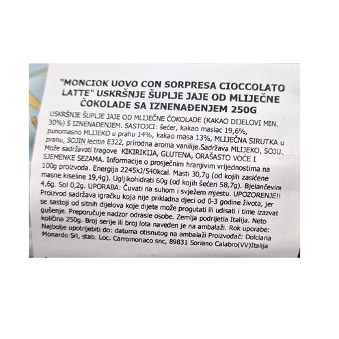 Čokoladno jaje Monciok 250 g