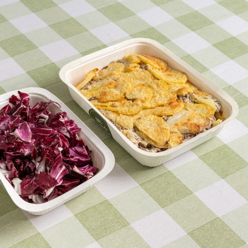 Menu: musaka od krumpira i radić salata za 4 osobe