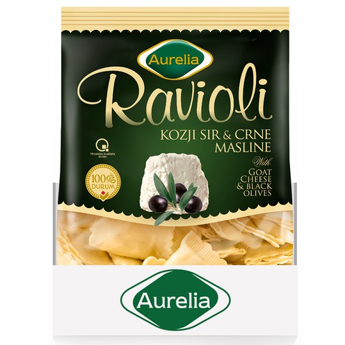 Goat cheese & black olive ravioli 250 g