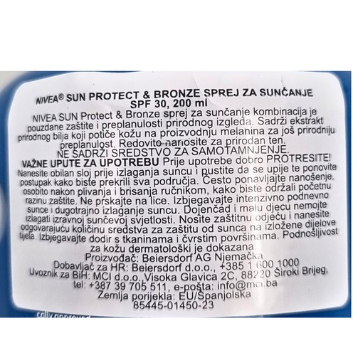 Nivea Sun Protect & Bronze 200 ml