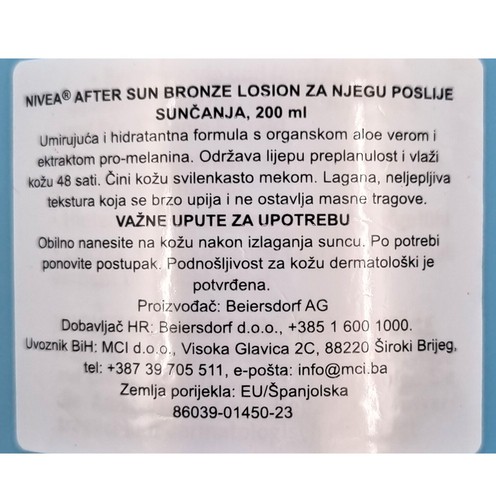 Nivea After Sun Bronze lotion 200 ml