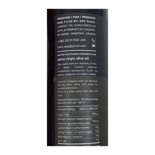 Extra virgin olive oil OPG Čehić 0,75 l