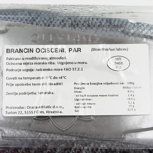 Brancin očišćeni 2 kom (300-400 g po komadu)