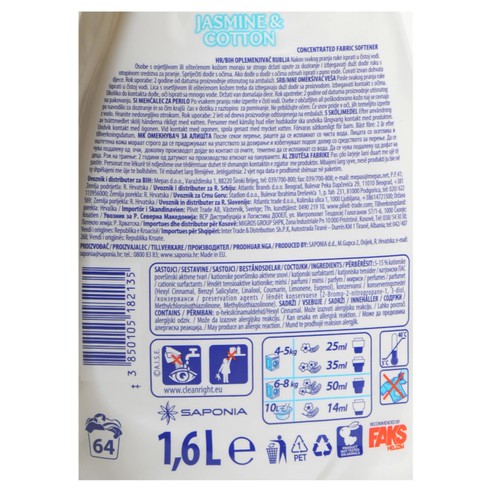 Ornel Jasmine & Cotton fabric softner 1,6 l