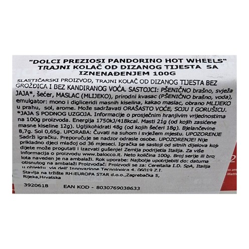 Pandorino Hot wheels Dolci preziosi 100 g