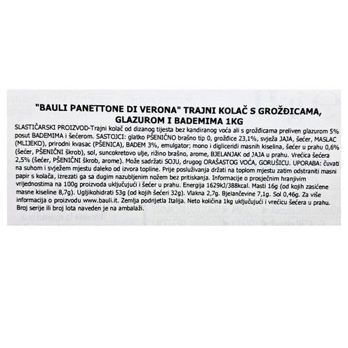 Panettone di Verona Bauli bez kandiranog voća 1 kg
