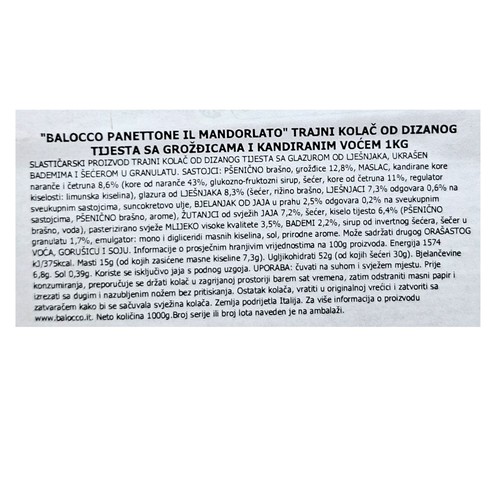 Panettone Mandorlato Balocco 1kg