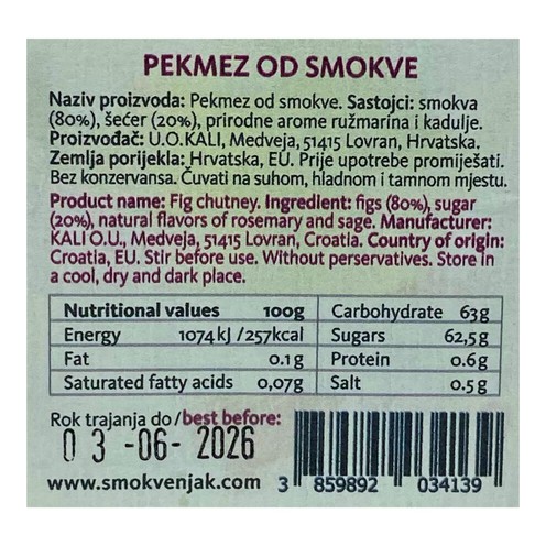 Feigenmarmelade mit Rosmarin und Salbei Kali 240 g