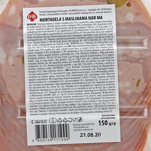 Mortadela with olives, sliced 150 g