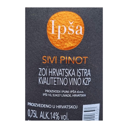 Sivi Pinot Ipša 2020 0,75 l